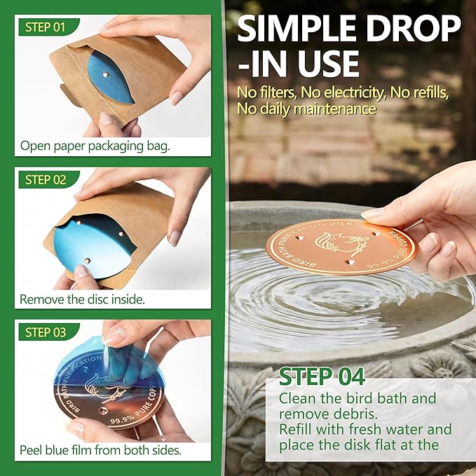 Factee Bird Bath Copper Disk – 0.6mm Thick 99.9% Pure Copper Cleaning Disk - Image 5