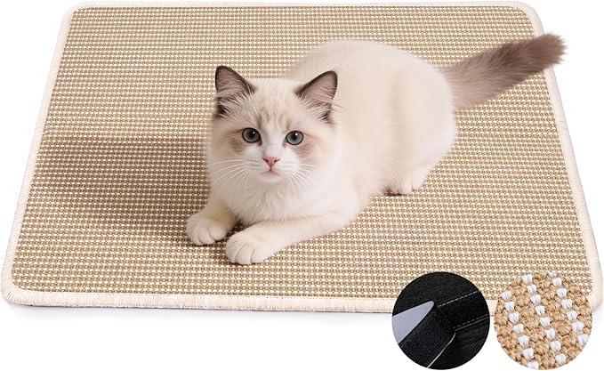 Cat Scratcher Mat, 23.6"x 15.7" Natural Sisal Cat Scratch Mat by Petinstinct
