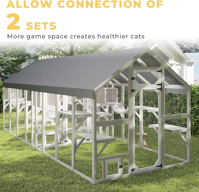 69.7" L Large Catio Outdoor Cat Enclosure, Walk-in Outdoor Cat House - Image 8