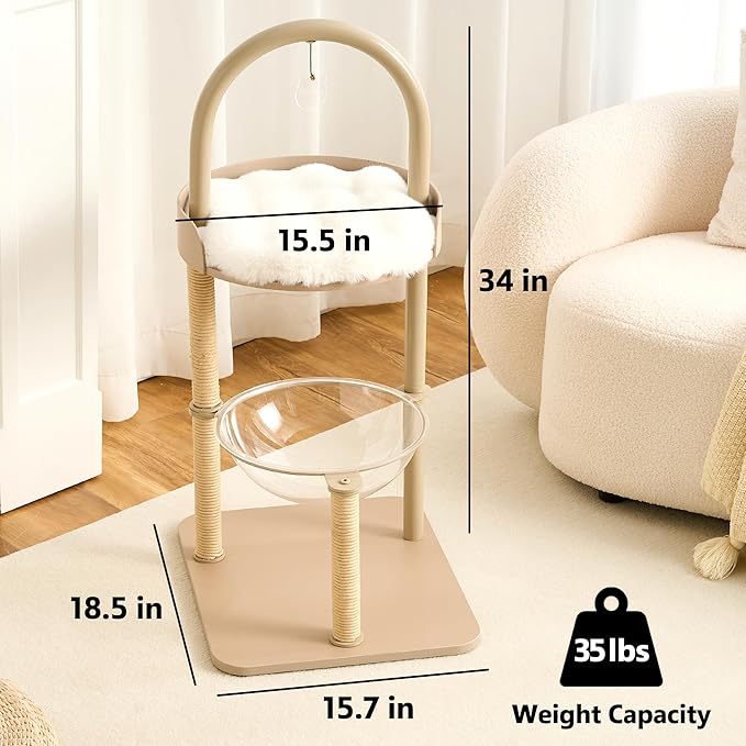 34" Modern Cat Tree Furniture, Minimalist Metal Frame Cat Tower - Image 5