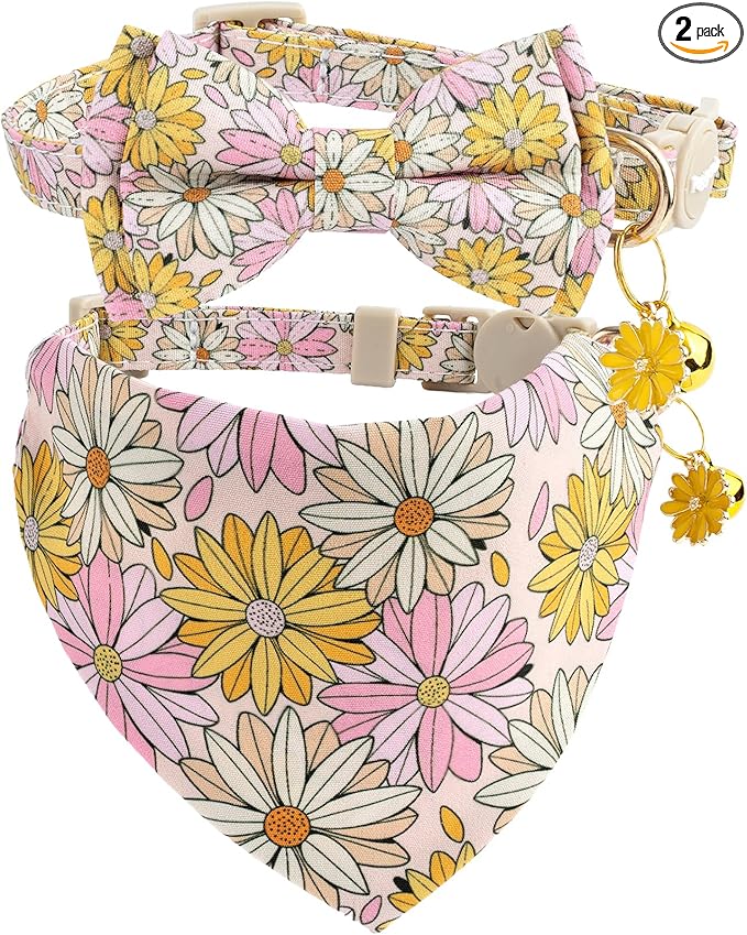 Faygarsle 2 Pack Floral Cat Collar Set by Faygarsle