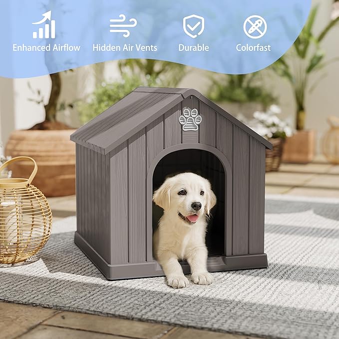 DRATO Indoor & Outdoor Dog Houses, Resin Material Pet Shelter - Image 3