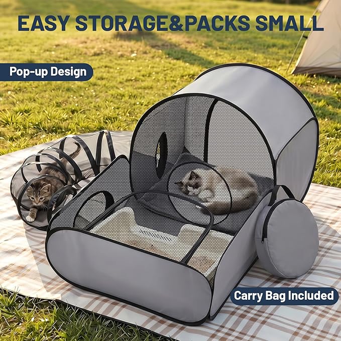 Tailtastic Pet Playpen with Surround Tunnel, Outdoor/Indoor Cat Playpen with - Image 5