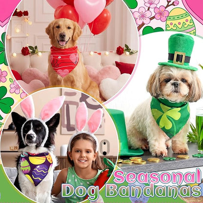 Huhumy 100 Pcs Easter Seasonal Dog Bandanas Easter Valentines Day St. Patrick's - Image 3