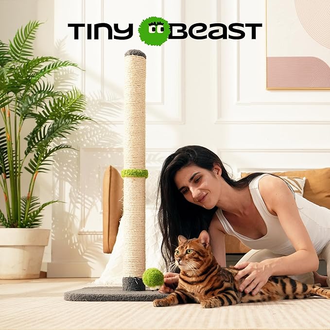 TINYBEAST 34" Tall Cat Scratching Post, Cat Scratcher Featuring Natural Sisal - Image 4