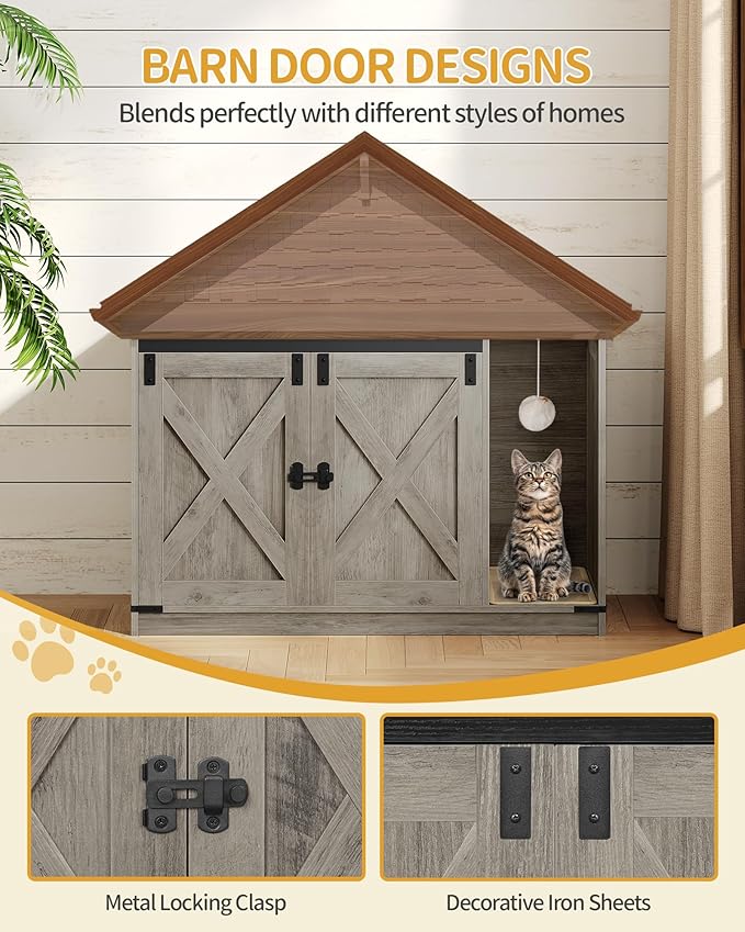 Hzuaneri Cat Litter Box Enclosure, Hidden Litter Box Cabinet Furniture - Image 6