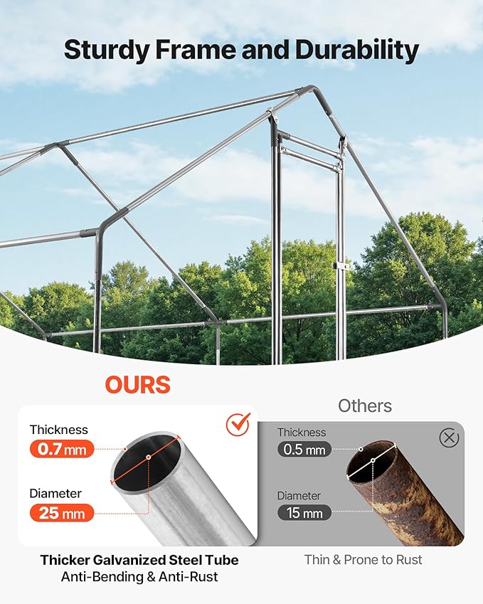 VEVOR Large Metal Chicken Coop, 9.8 x 9.8 x 6.6 ft, Walk-in Chicken Run House - Image 3