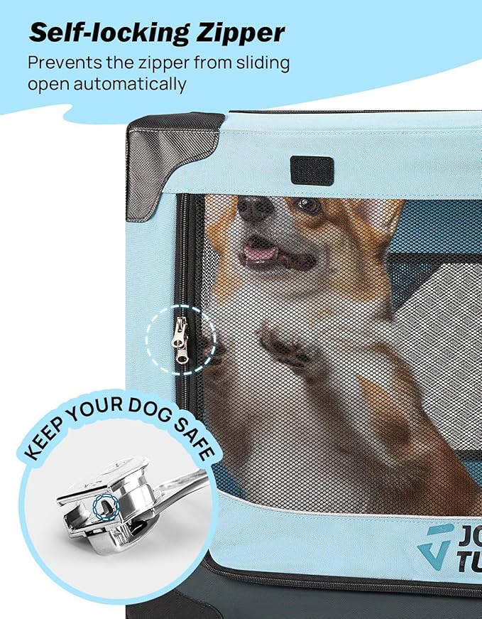 JOYTUTUS 20 Inch Collapsible Dog Crate, Steel Frame 8-Bar Foldable Soft Kennel - Image 4