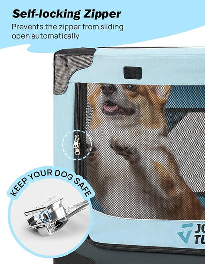 JOYTUTUS 20 Inch Collapsible Dog Crate, Steel Frame 8-Bar Foldable Soft Kennel - Image 4