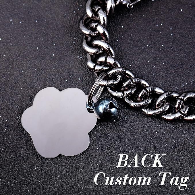 Hillban Cat Collar Diamond Chain Glitter Collar Walking Metal - Image 4