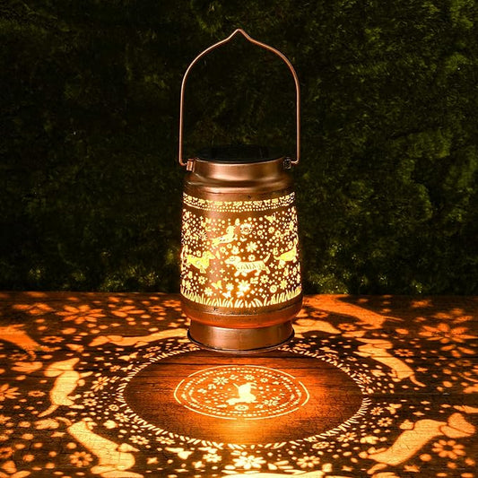 Solar Lanterns Outdoor Waterproof, Dachshund Wiener Dog Floral Butterfly Design by Romart