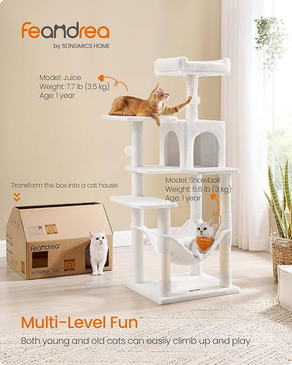 Feandrea Cat Tree, 54.2-Inch Cat Tower, Plush Multi-Level Condo - Image 2