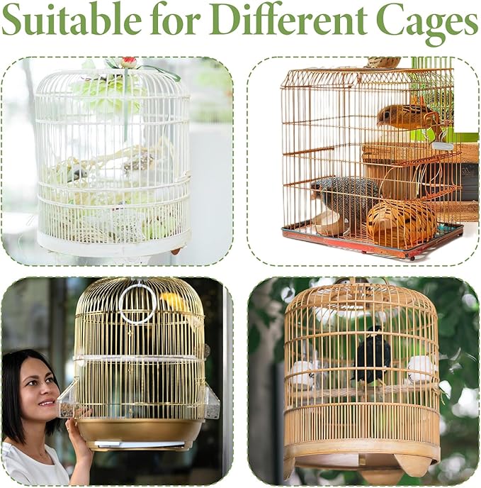 Trinkrittey Bird Cage Seed Catcher White Bird Cage Net Cover Adjustable Birds - Image 5