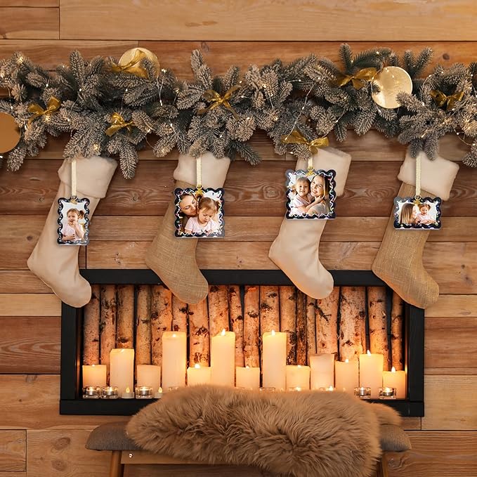 UNIQOOO 6Pcs Black Wave Christmas Acrylic Picture Frame Ornaments, 3 Sizes - Image 5