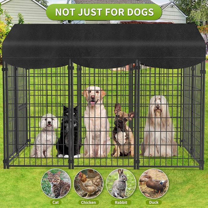 Dog Kennel Outdoor with Roof, 4x4.5x6.2FT Large Heavy Duty Outside Dog Enclosure - Image 6