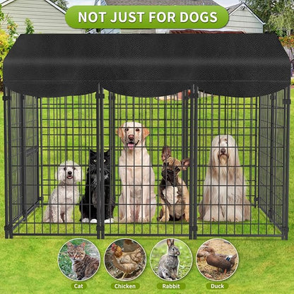 Dog Kennel Outdoor with Roof, 4x4.5x6.2FT Large Heavy Duty Outside Dog Enclosure - Image 6