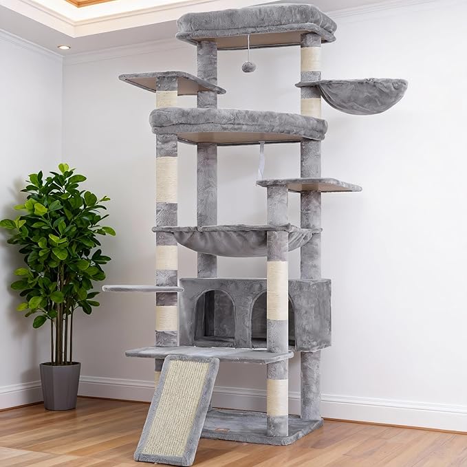 Heybly Tall Cat Tree for Large Cat, 80-inch Multi-Level Cat Tower for Indoor by HEYBLY
