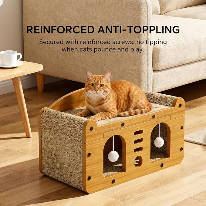 Cat Scratcher House, 2-in-1 Cardboard Cat House - Image 4