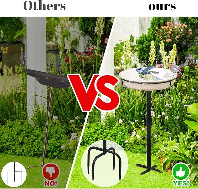 Bird Baths for Outdoors Heavy Duty, 35.5in Detachable Birdbaths for The Garden - Image 3