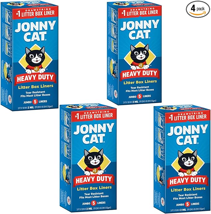 JONNY CAT Litter Box Liners, Heavy Duty Drawstring Liners, 5 Liners per Box by JonnyCat