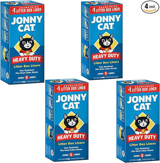 JONNY CAT Litter Box Liners, Heavy Duty Drawstring Liners, 5 Liners per Box by JonnyCat