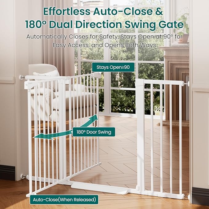 Cumbor 36" Extra Tall Baby Gate, 30-54" Wide Dog Gates - Image 5