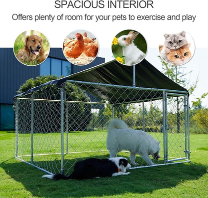 Petony 78"x 78" Outdoor Dog Enclosure Heavy Duty Dog Kennel House Mesh Dog Big - Image 2