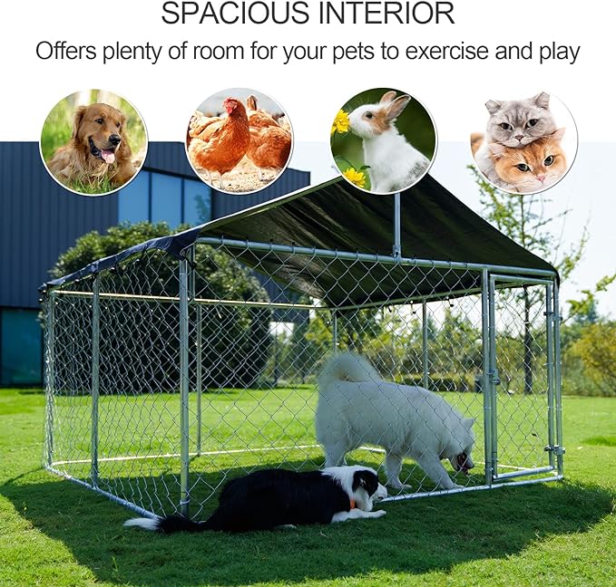 Petony Large Outdoor Dog Enclosure Heavy Duty Dog Kennel House Mesh Dog Big - Image 3