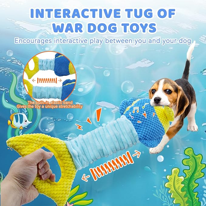 YZHDUXIU Tug of War Dog Toy, Squeaky Dog Toys, Interactive Fish Puppy Toys - Image 5