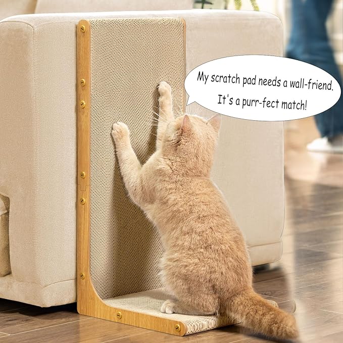 Conlun Cardboard Cat Scratcher, Vertical Wall-Leaning Scratching Board to - Image 3