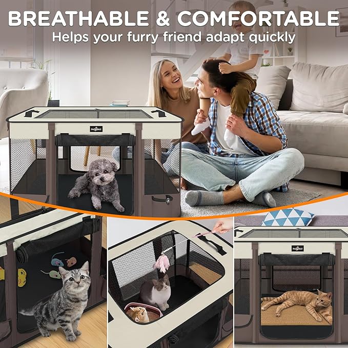 Paw Ballet Foldable Pet Kitten Playpen, Upgrade Waterproof Portable Cat Dog - Image 6