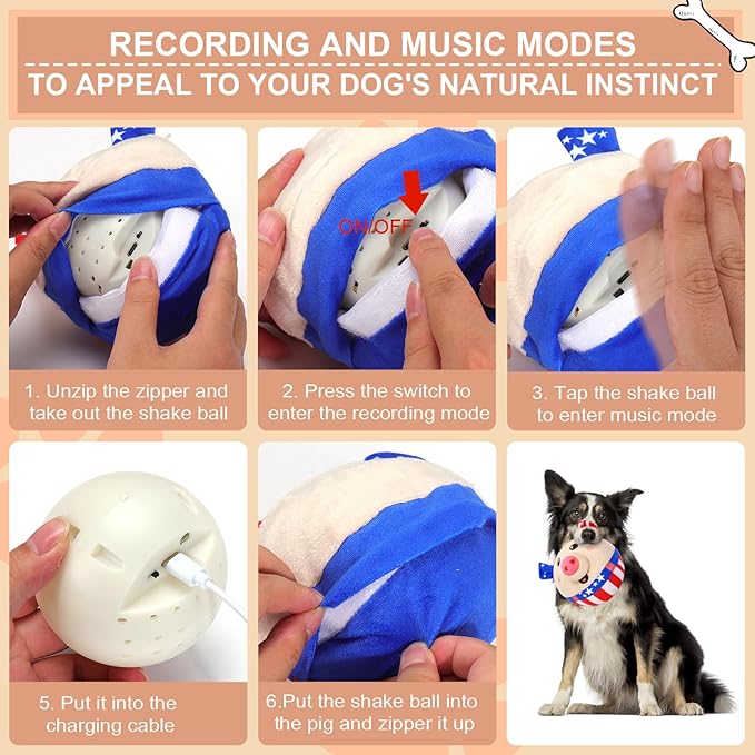BABORUI Interactive Dog Toys Independence Pig, 4th of July Dog Toys - Image 6