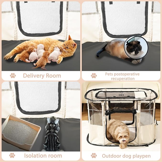 Dog Play Pen with Waterproof pad, Portable Dog Crates - Image 8