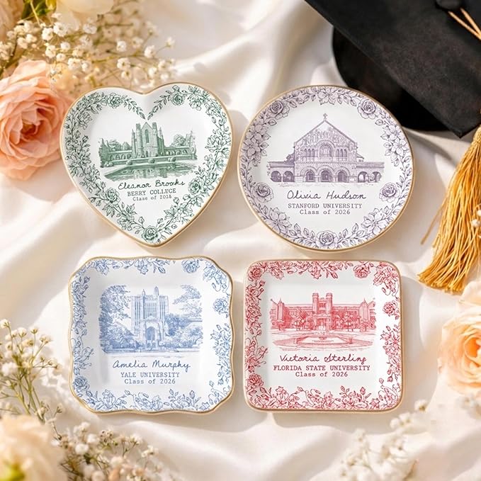 LOVELYPOD Custom Toile University Campus Trinket Tray, Personalized College - Image 3