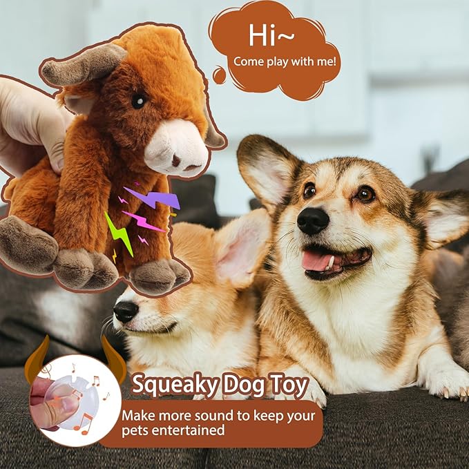 YZHDUXIU Highland Cow Dog Toy, Squeaky Dog Toys Stuffed Plush Puppy Toy - Image 8