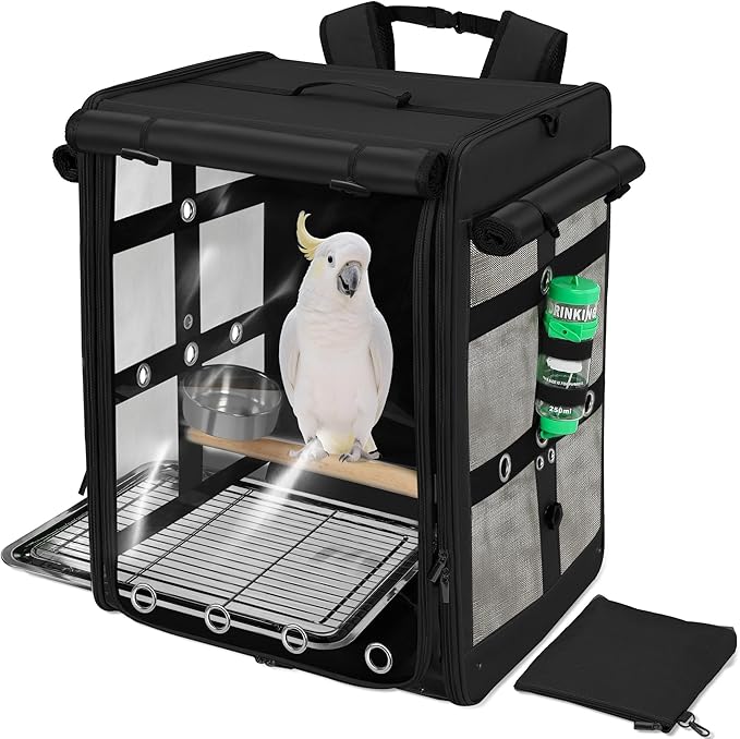 Bird Carrier Travel Cage, Cockatoo Carrier, Parrot Travel Backpack by Suertree
