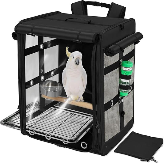 Bird Carrier Travel Cage, Cockatoo Carrier, Parrot Travel Backpack by Suertree