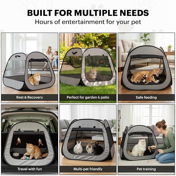 LAFYETTE. - US Based, Portable Cat Playpen, Trapezoidal Stable Design, Foldable - Image 2