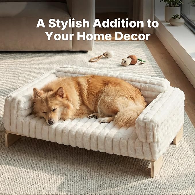 Veehoo Elevated Cat Bed Indoor, Wood Furniture Style Cat Couch Sofa - Image 7