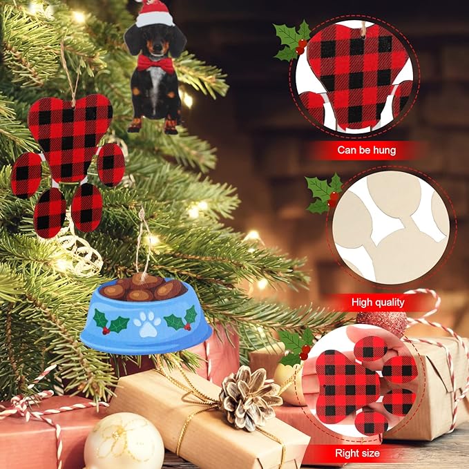 Kathfly 36 Pcs Dog Ornaments for Christmas Tree Wooden Dog Christmas Ornaments - Image 2