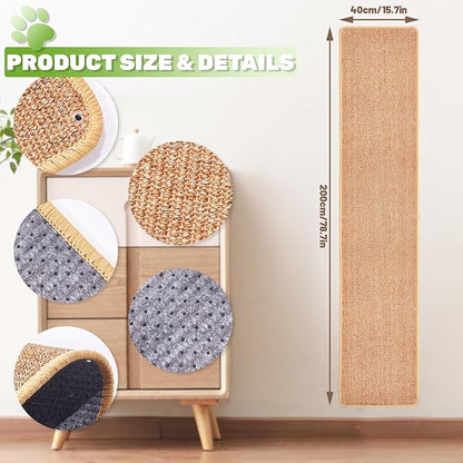 Natural Sisal Cat Scratcher Mat, Wall Scratcher Carpet, Cat Climbing Wall - Image 2