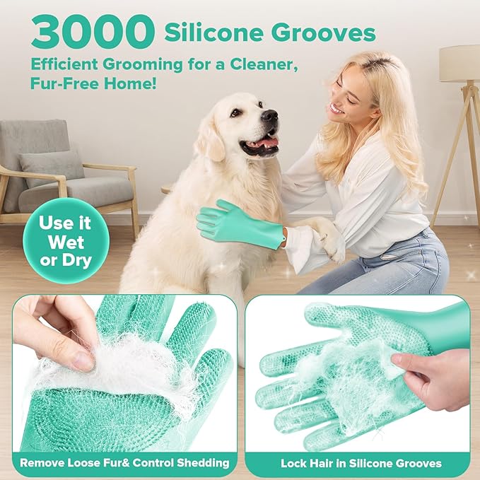 Augwind 6PCS Pet Grooming Kit for Dogs, Cats and Horses | Dog Washing Gloves | - Image 3