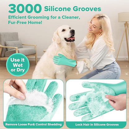 Augwind 6PCS Pet Grooming Kit for Dogs, Cats and Horses | Dog Washing Gloves | - Image 3