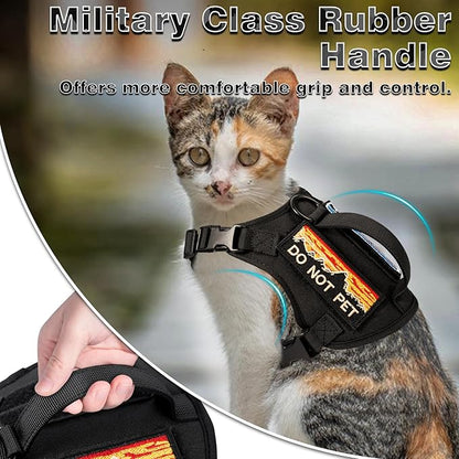 Tactical Cat Harness for Walking, Adjustable Escape Proof Pet Vest for Large Cat - Image 2