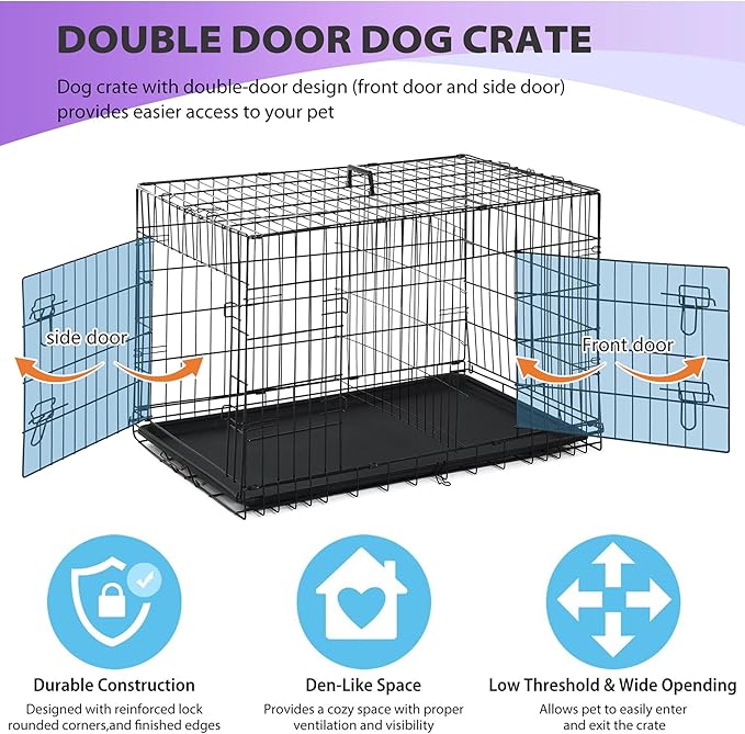 BestPet | Dog Crate | 48" | Black | Foldable Metal Kennel - Image 3