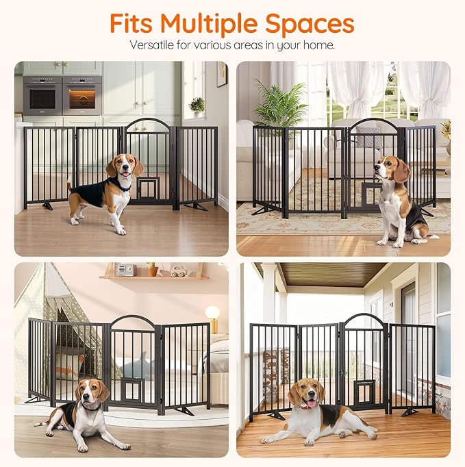 HOOBRO 4 Panel Freestanding Dog Gate - Image 4