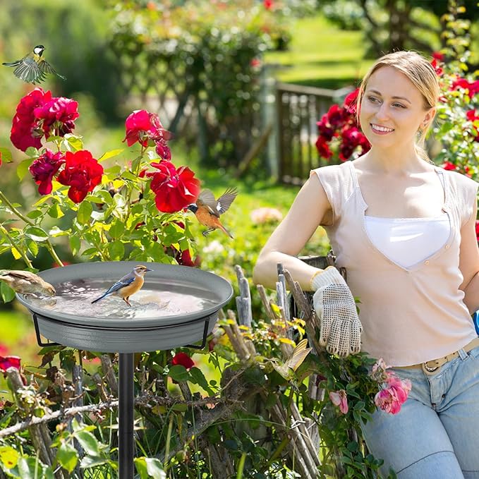 28In Freestanding Birdbaths Bowl Outdoor, Free Standing Garden Bird Bath Bird - Image 5