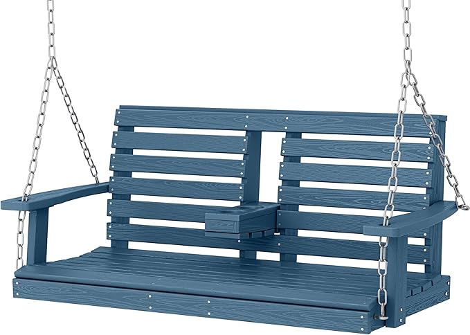 KINGYES Outdoor Hanging Porch Swing, 2 Seat Patio Swing Recliner by KINGYES