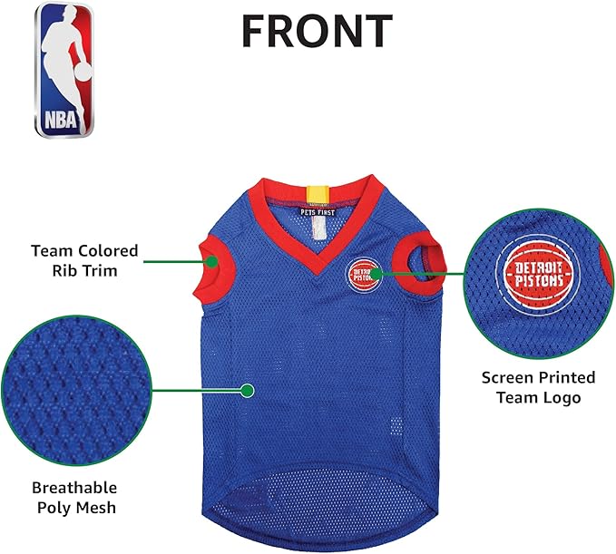 Pets First NBA DETROIT PISTONS DOG Jersey, Medium - Image 5