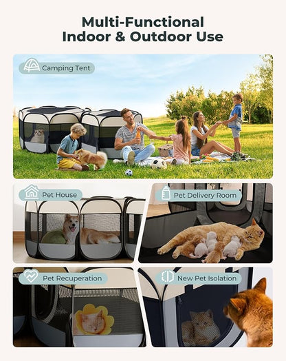 Cat Playpen, 2-Room Foldable Dog Playpen - Image 7